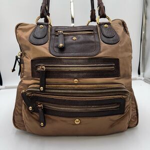 Tod’s Luna Large Handbag in Nylon‎ and Leather Bronze with Green bottom